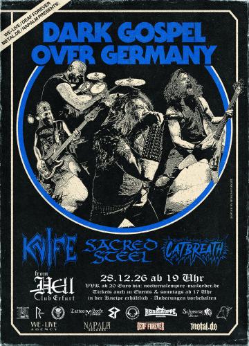 28.12.2026: Knife + Sacred Steel + Catbreath im From Hell in Erfurt